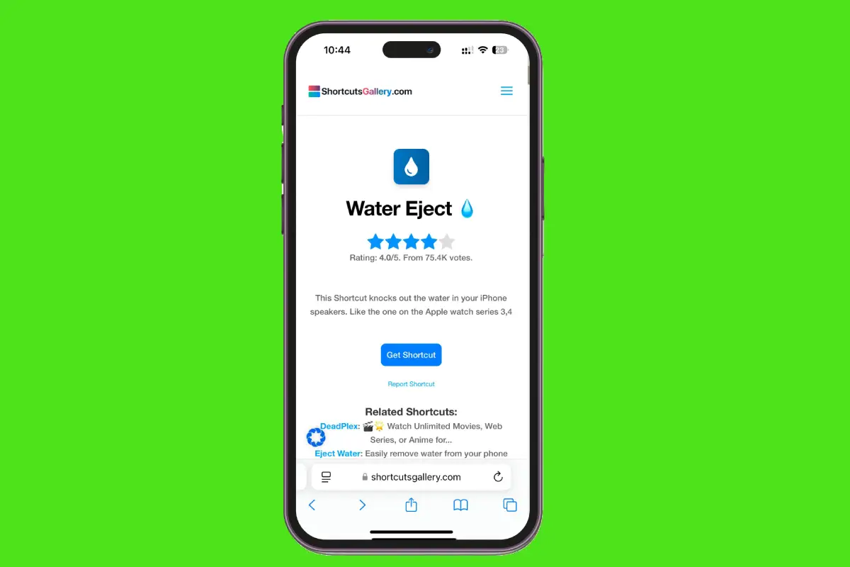 Create Water Eject Shortcut