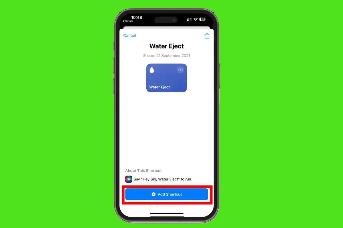 Add Water Eject Shortcut iPhone