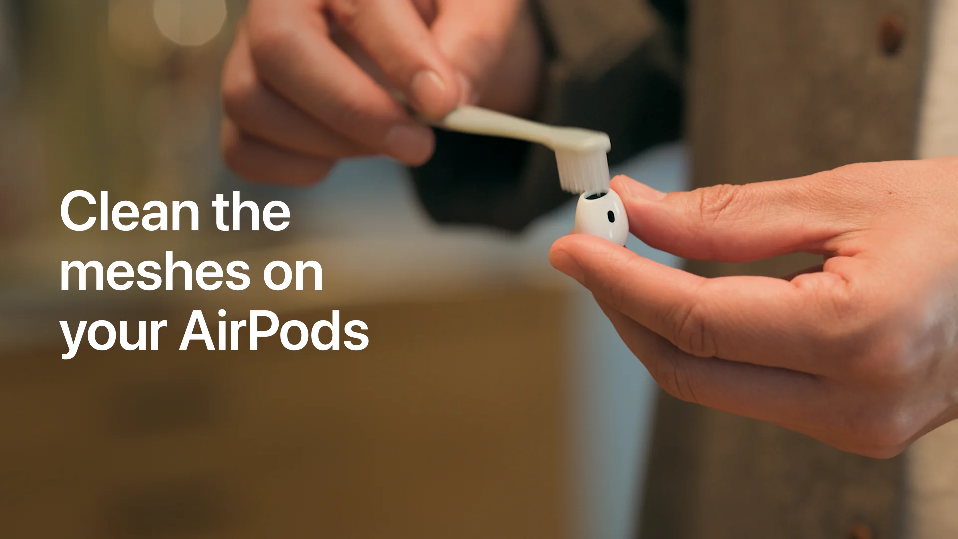 Cleaning Air pods with soft brush